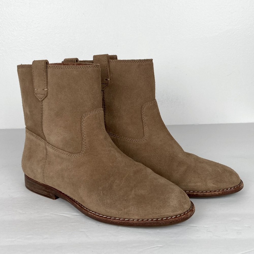 Madewell Leah Suede Leather Ankle Boots Size 5 Tan Suede Pull On Preppy Boho